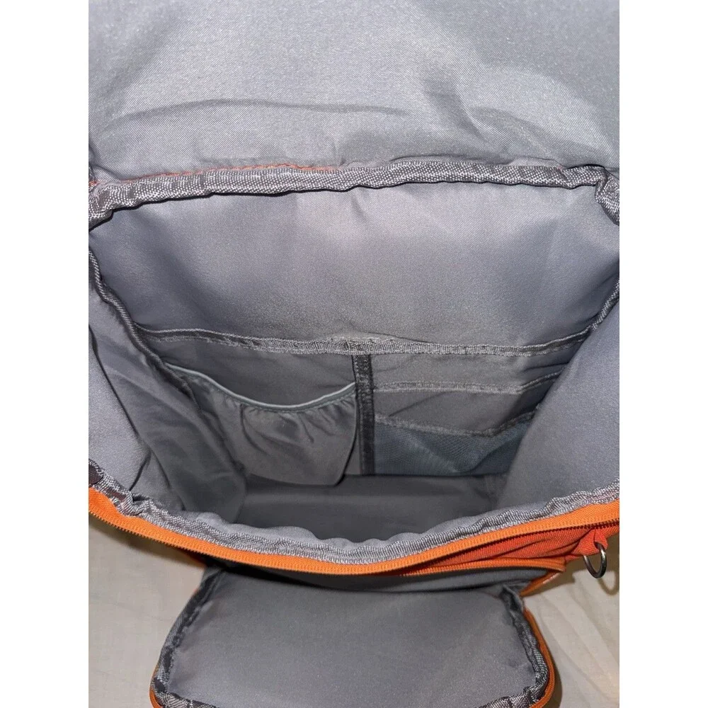 VIPKID Small Orange Backpack Smile Face Patch Zip Padded Adjustable Straps